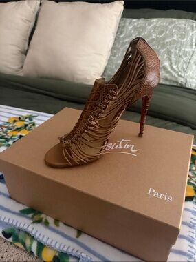 Christian Louboutin Brown Strappy High Heel Sandal